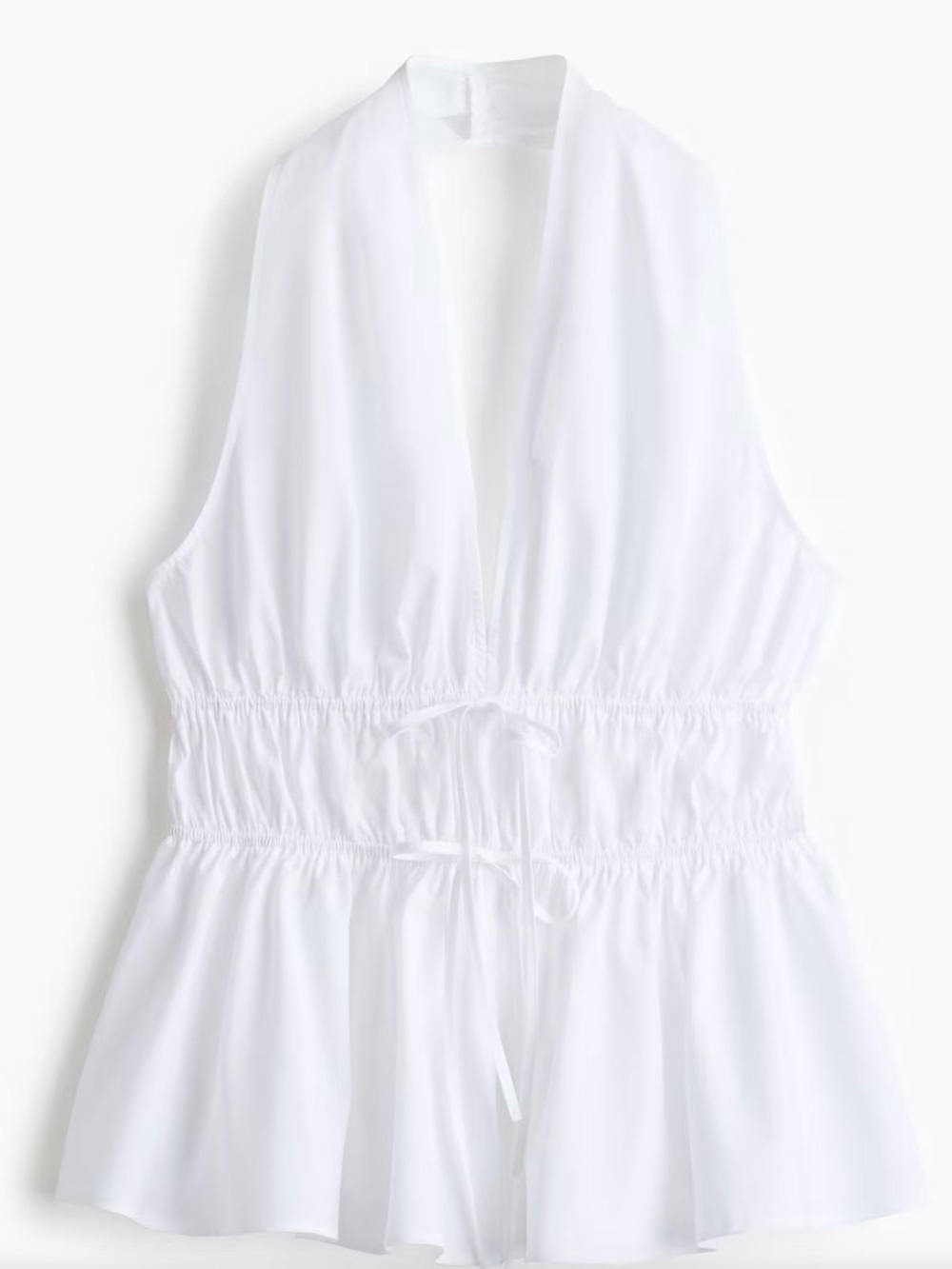 H&M White Halter Peplum Drawstring Top